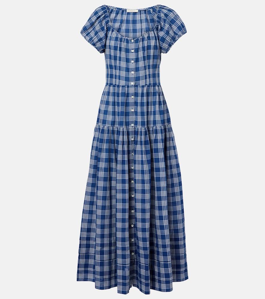 dôen valenne checked cotton midi dress