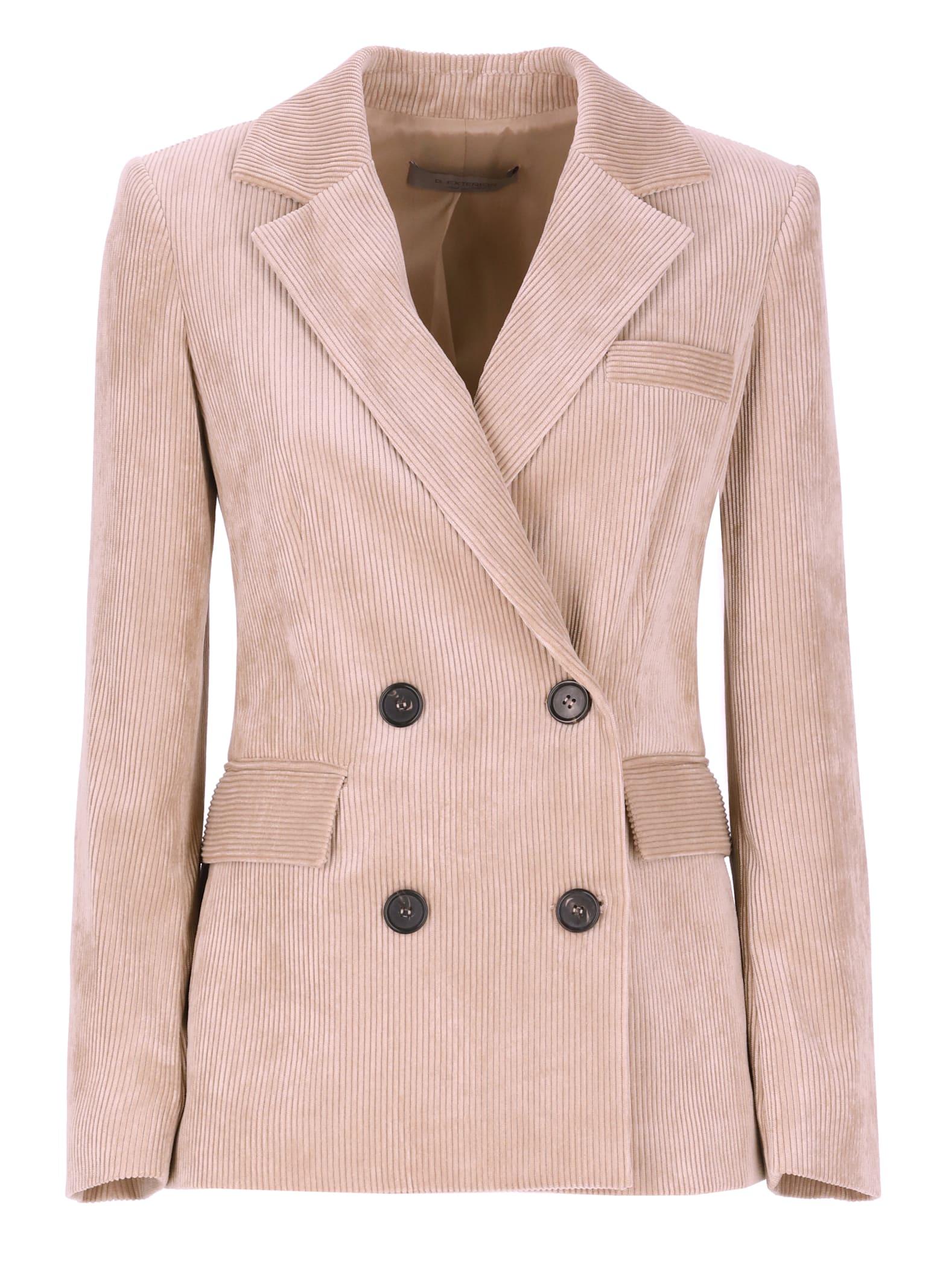 d. exterior corduroy double breasted blazer