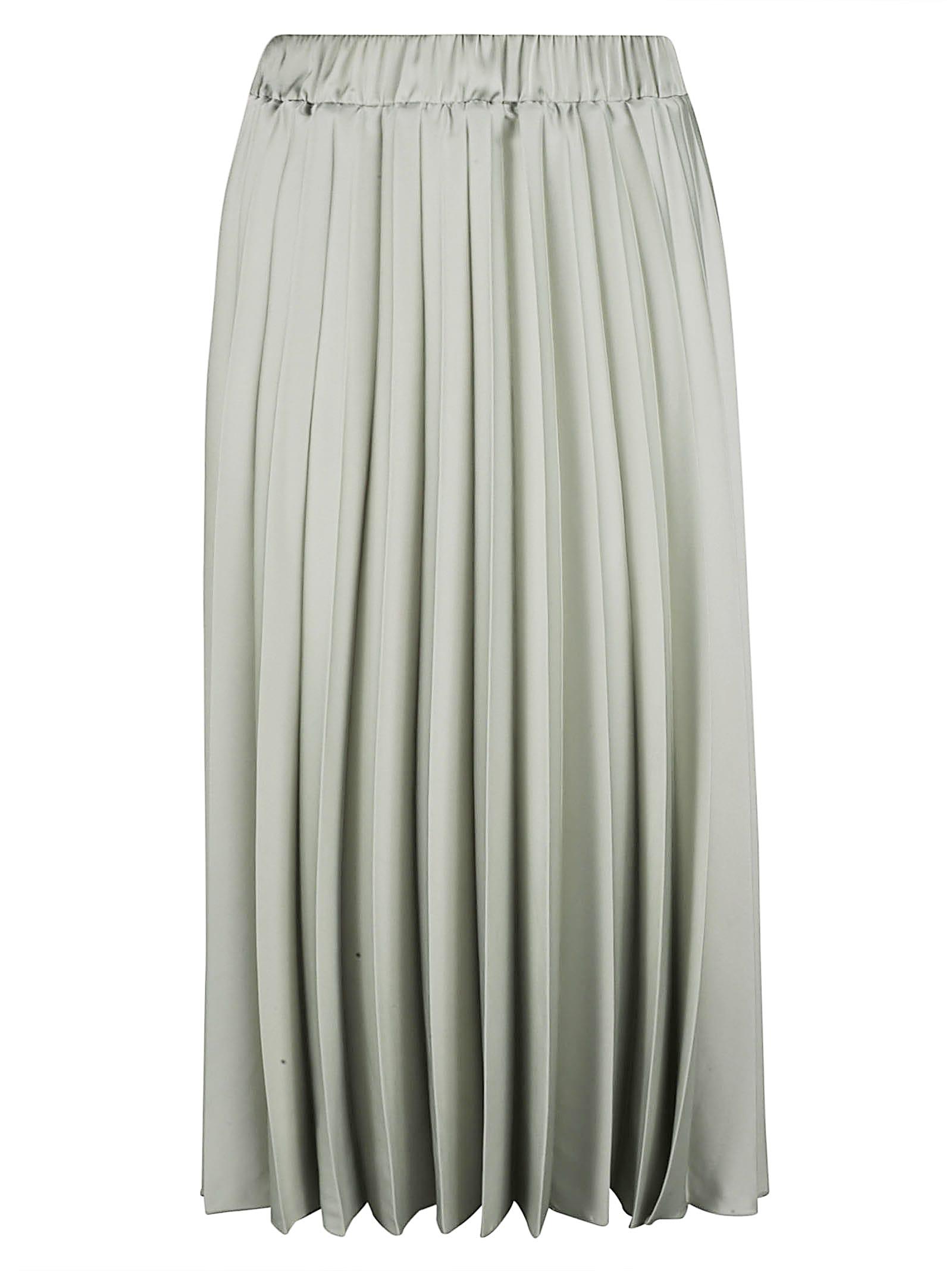 d. exterior elastic waist pleated skirt