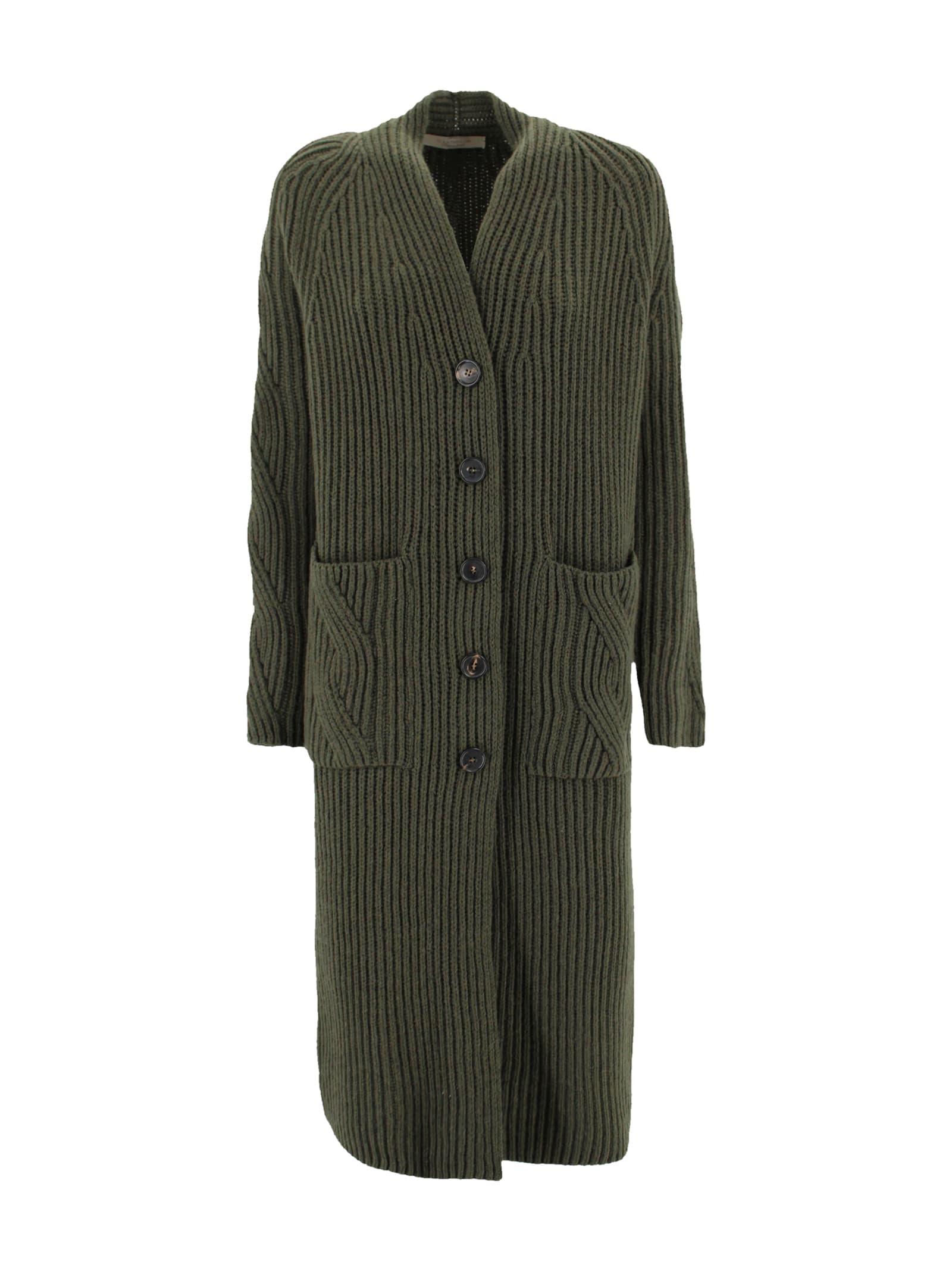 d. exterior long ribbed cardigan