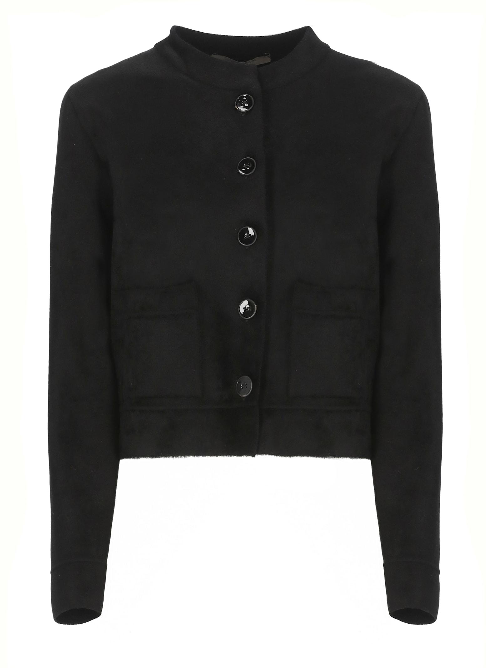 d. exterior viscose and wool blend cardigan