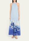 daelia sequin floral-print halter maxi dress