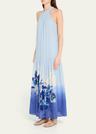 daelia sequin floral-print halter maxi dress