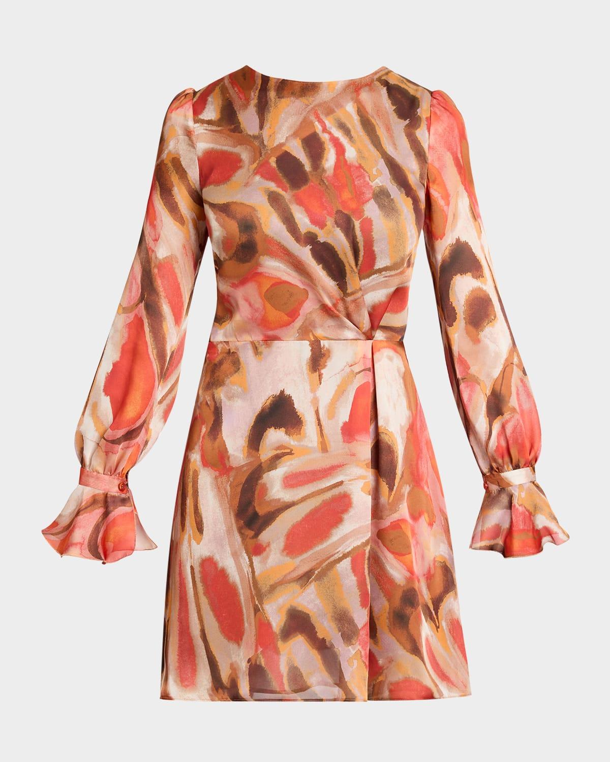 dahlia abstract-print chiffon dress