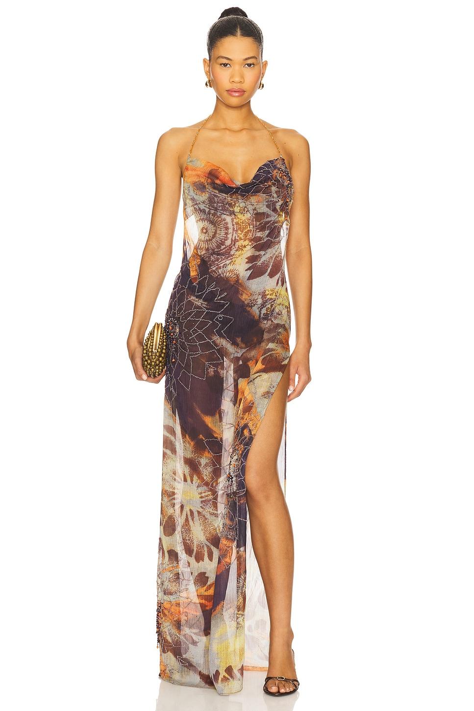 dahlia cowl beaded dress