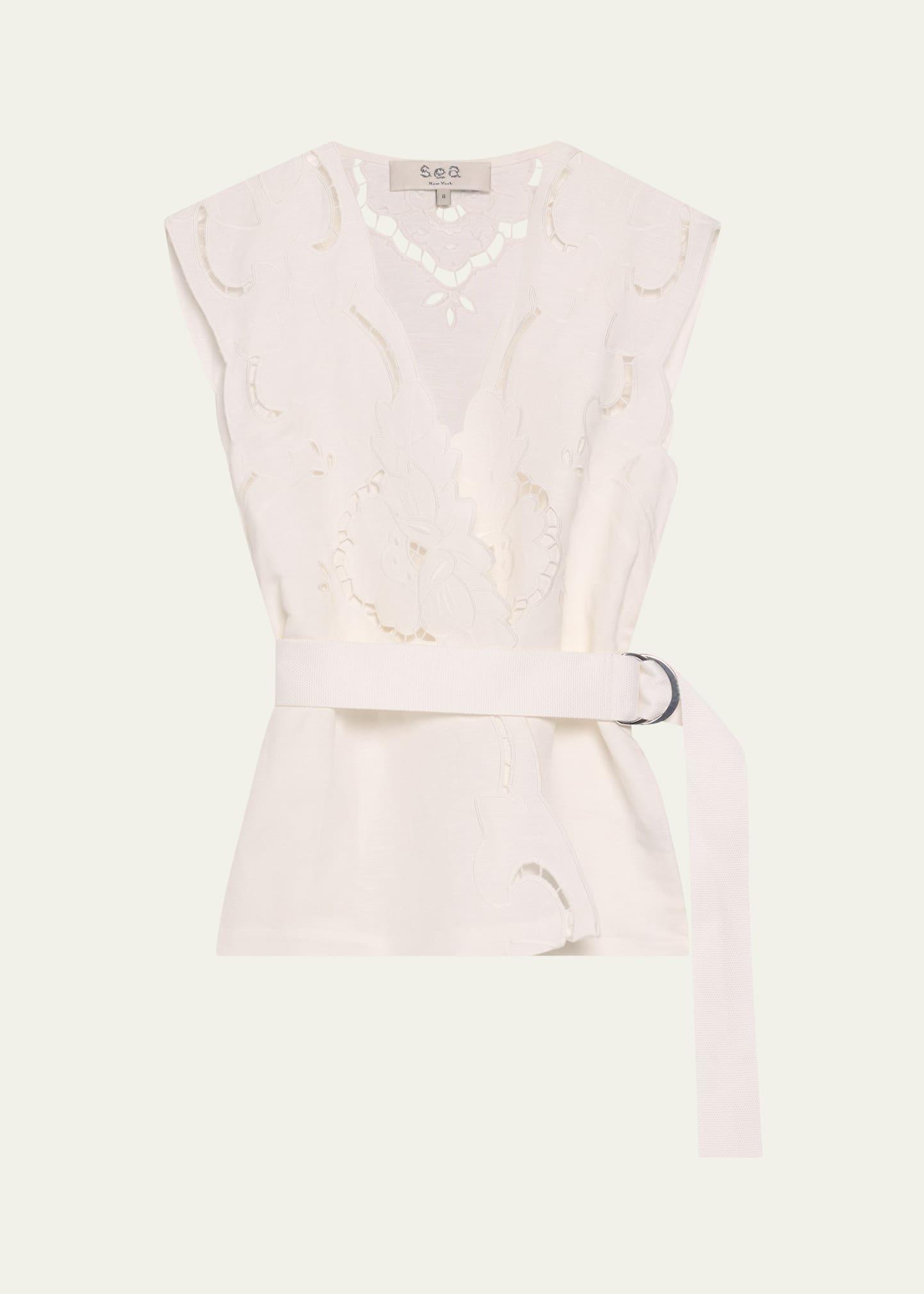 dahlia eyelet vest with belt