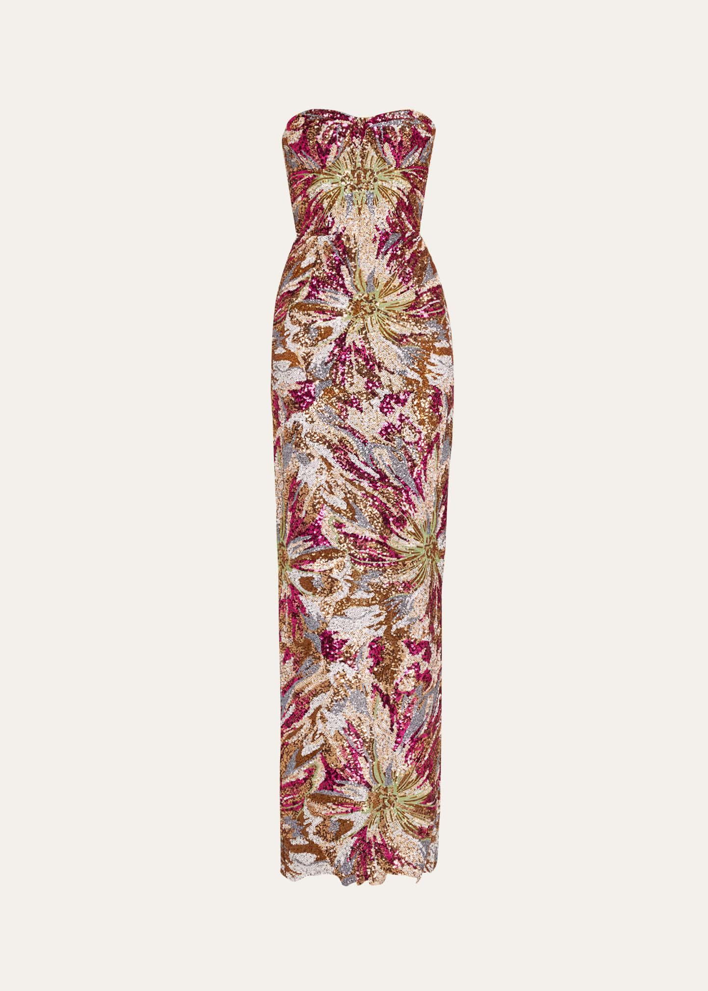 dahlia strapless embroidered sequin gown