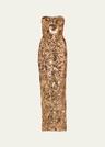 dahlia strapless floral sequin column gown