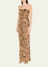 dahlia strapless floral sequin column gown