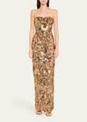 dahlia strapless floral sequin column gown