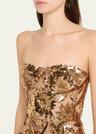 dahlia strapless floral sequin column gown