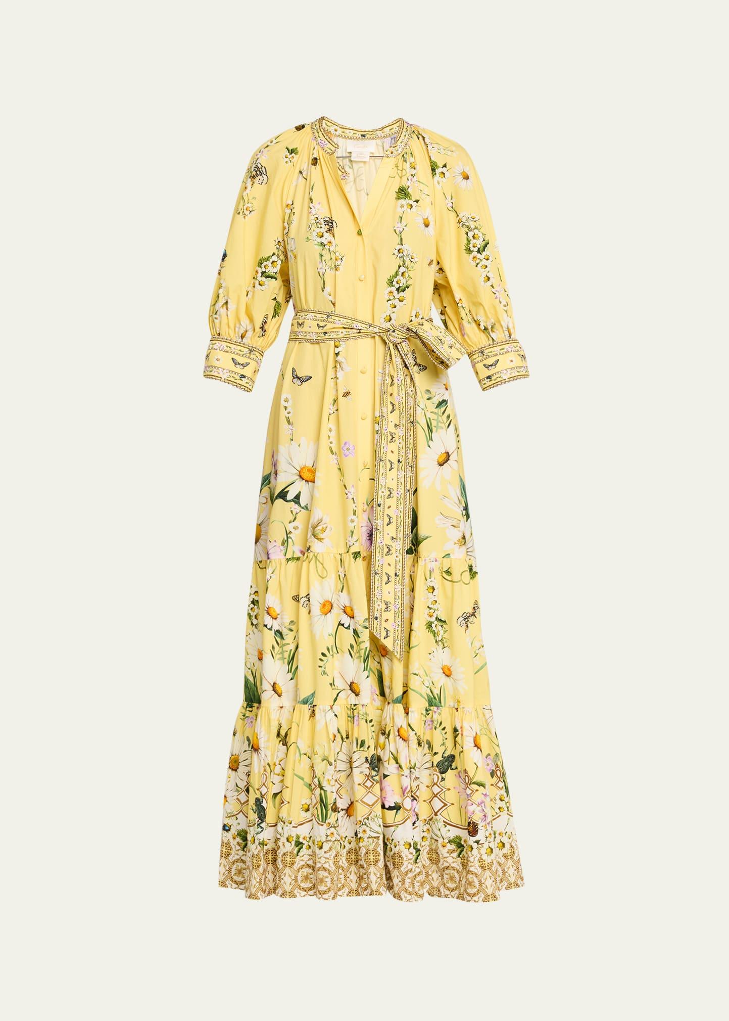 daisy chains tiered maxi shirtdress