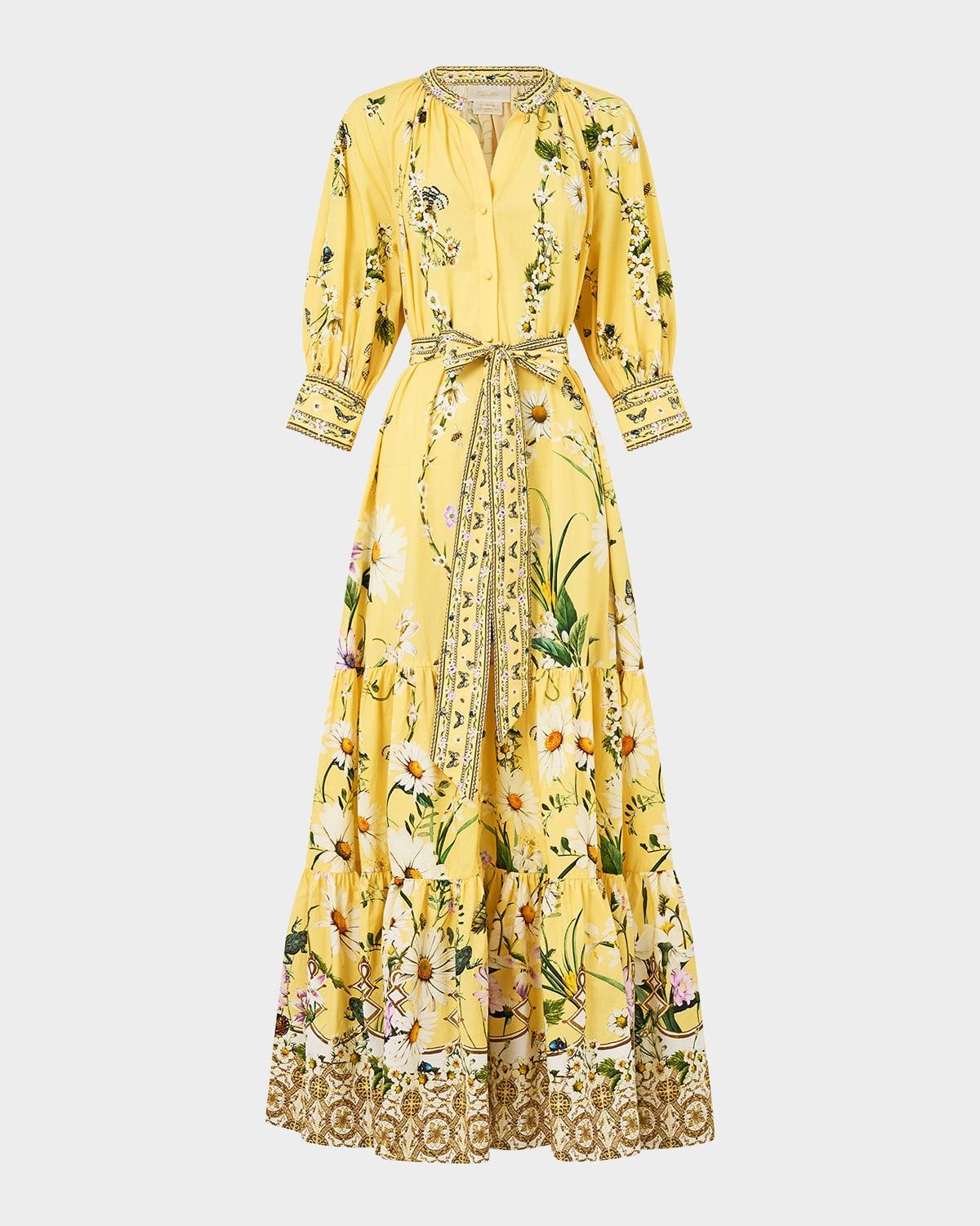 daisy chains tiered maxi shirtdress