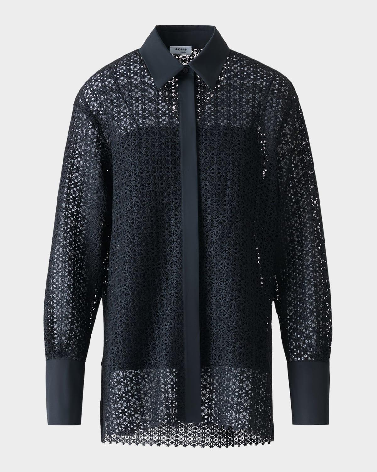 daisy guipure button-down shirt