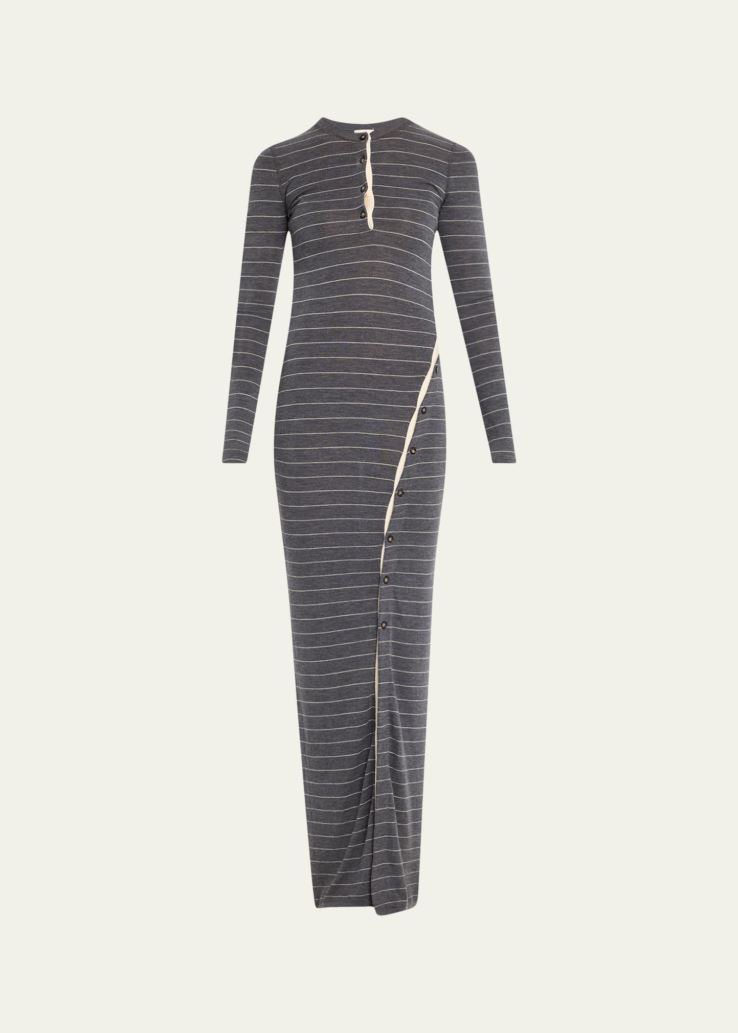 dakoa buttoned fine merino maxi dress