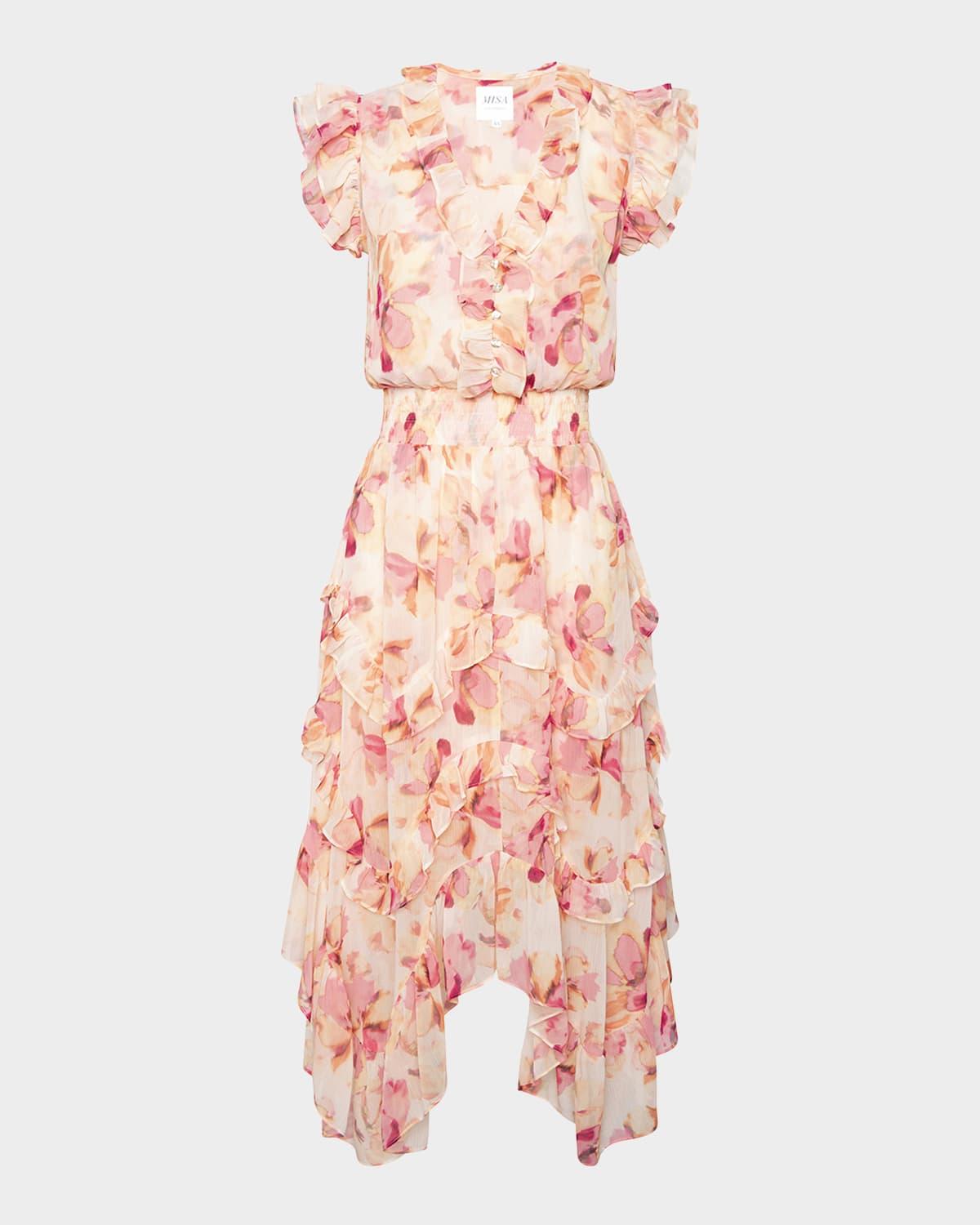 dakota chiffon high-low midi dress