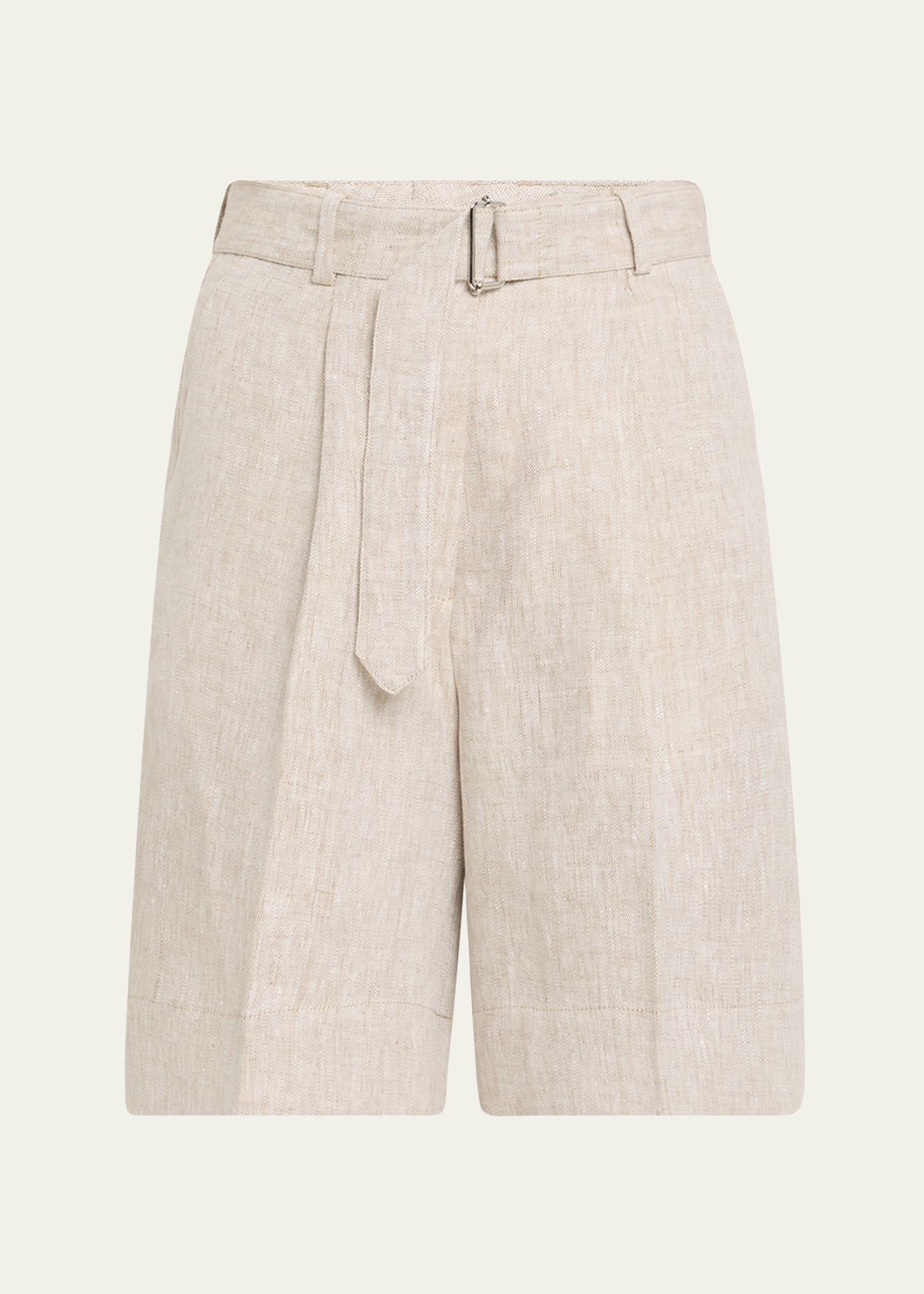 dalva belted linen shorts