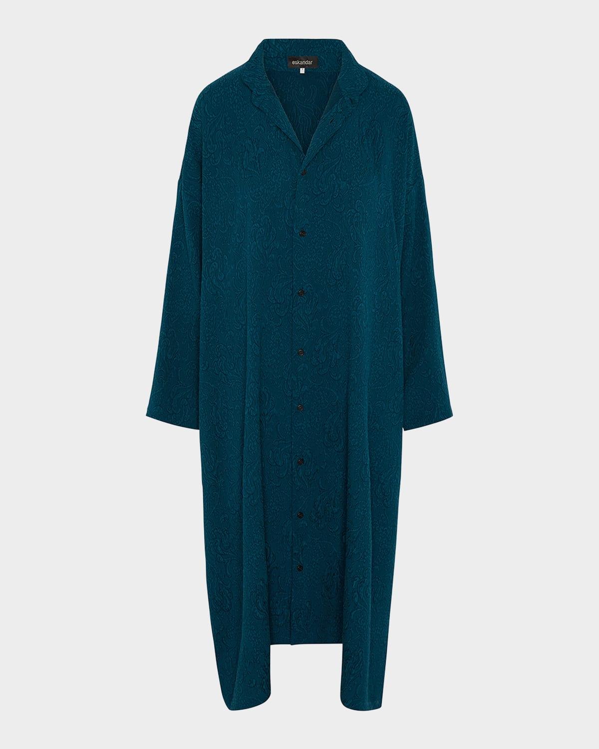 damask cloque wide a-line double-stand collar shirtdress