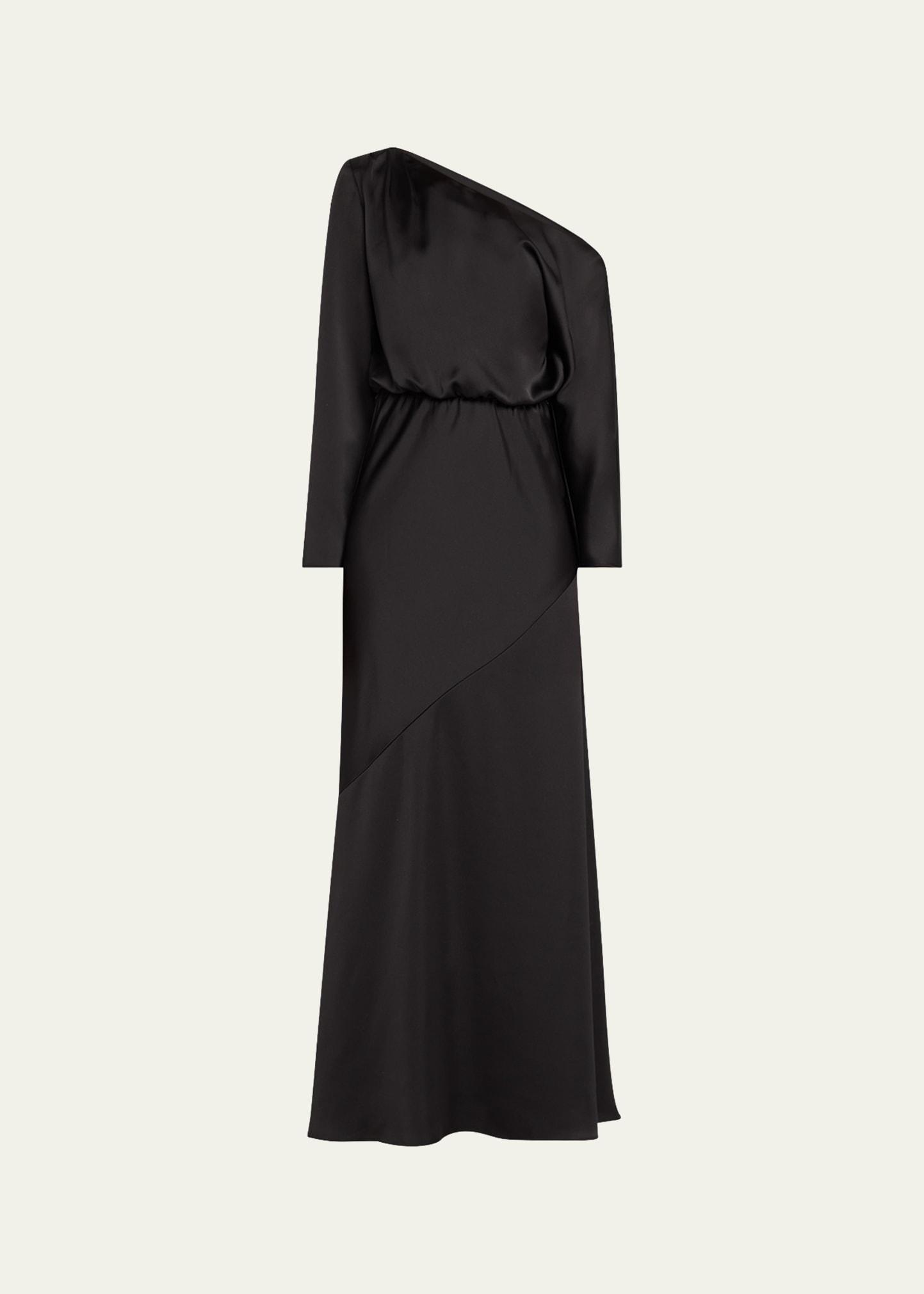 damiris one-shoulder bias gown