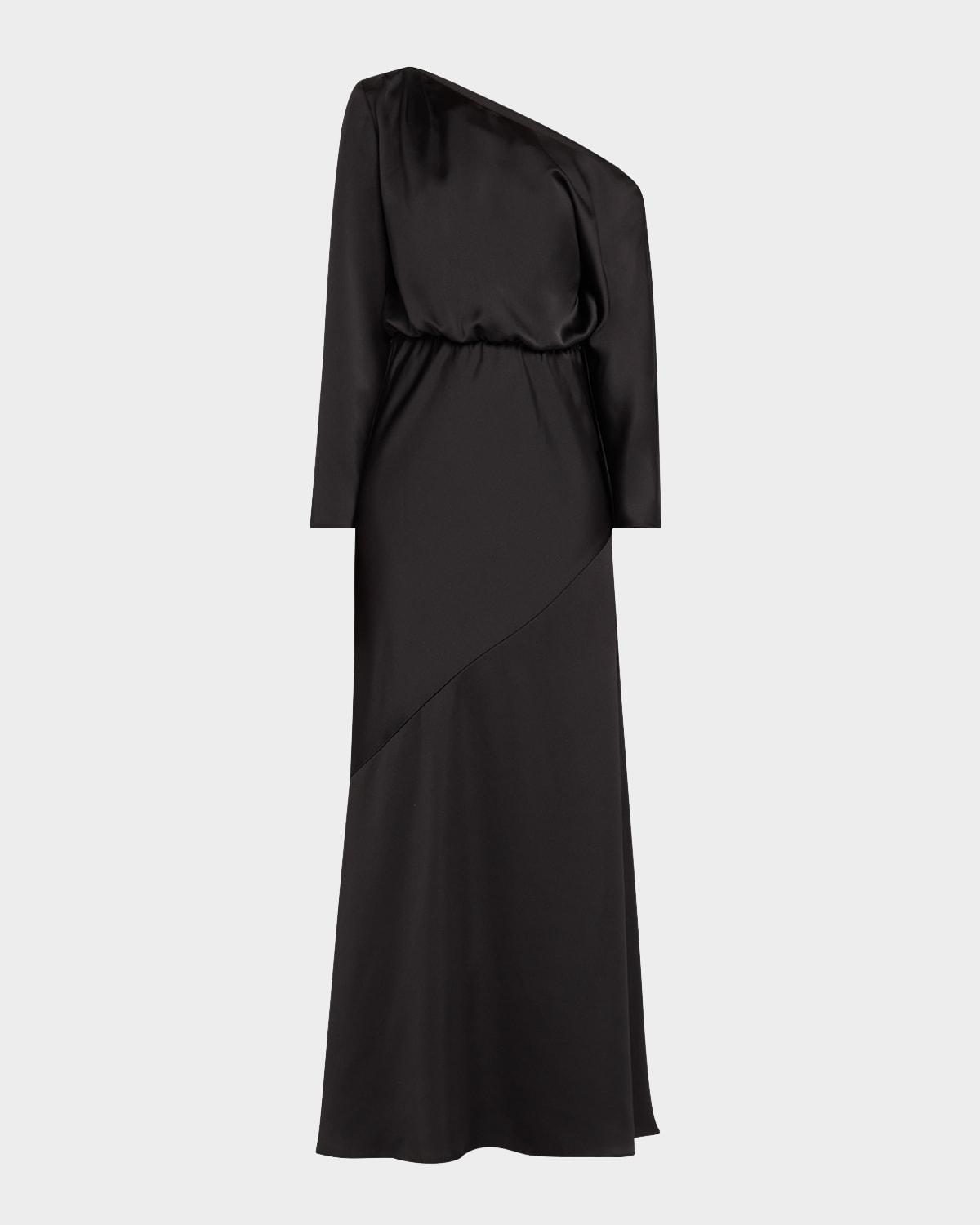 damiris one-shoulder bias gown
