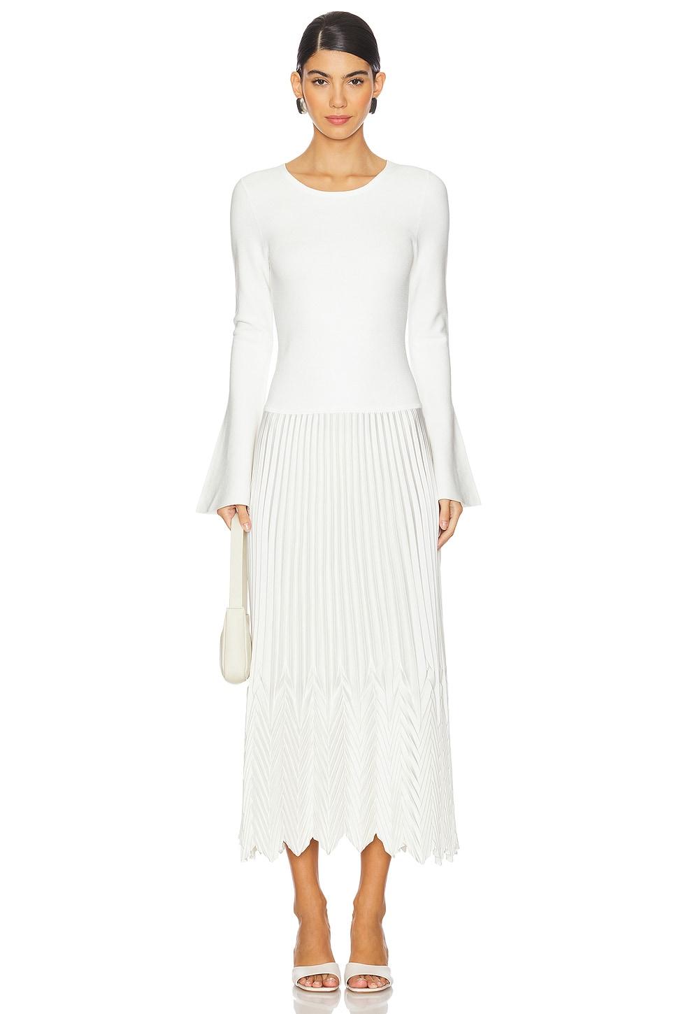 damoni midi dress with chevron pleating