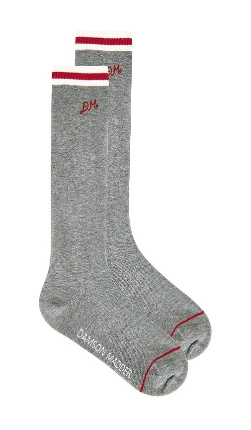 damson madder high knee sock in grey.