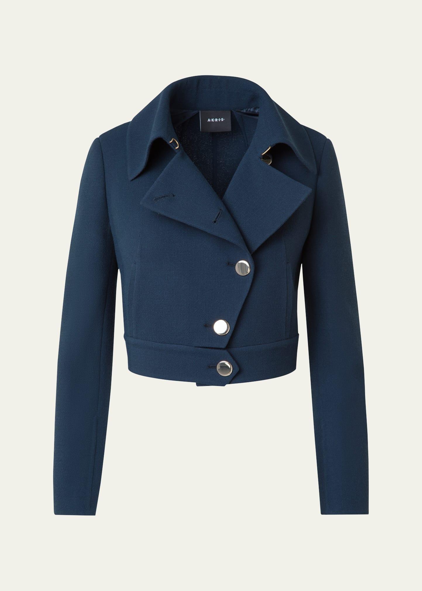 dana asymmetric-button wool crepe jacket