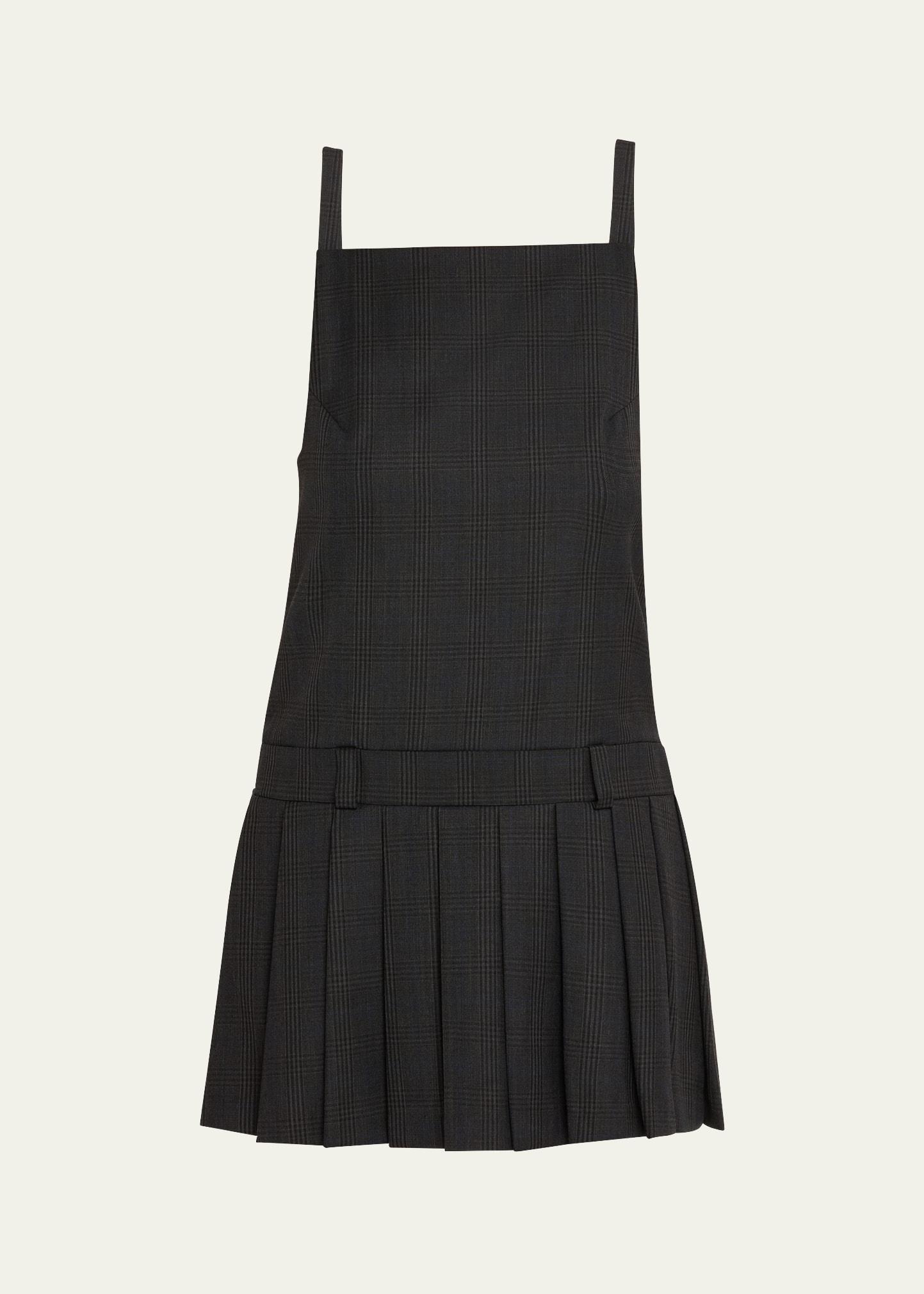 dana check wool drop-waist mini dress