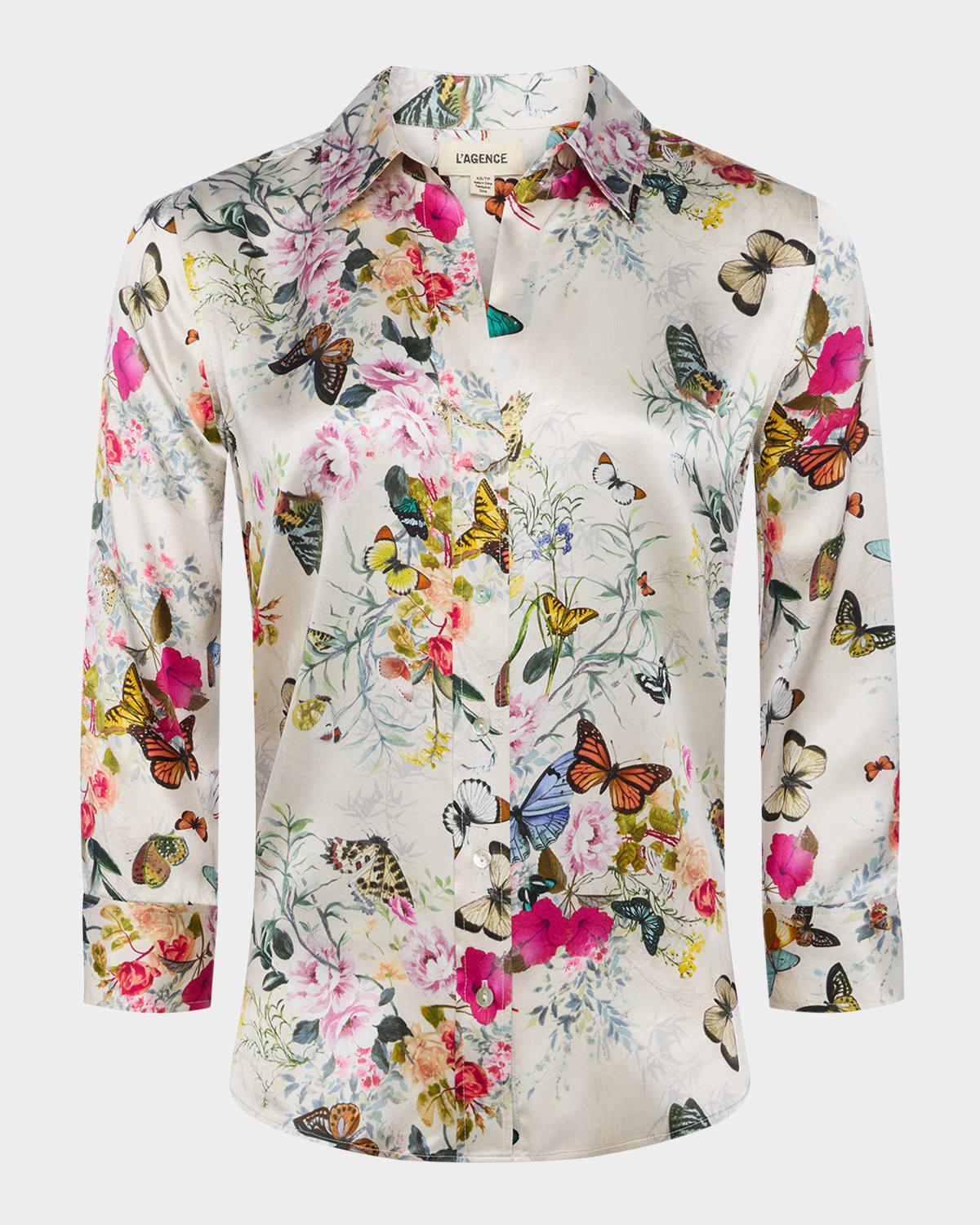 dani silk button-front blouse