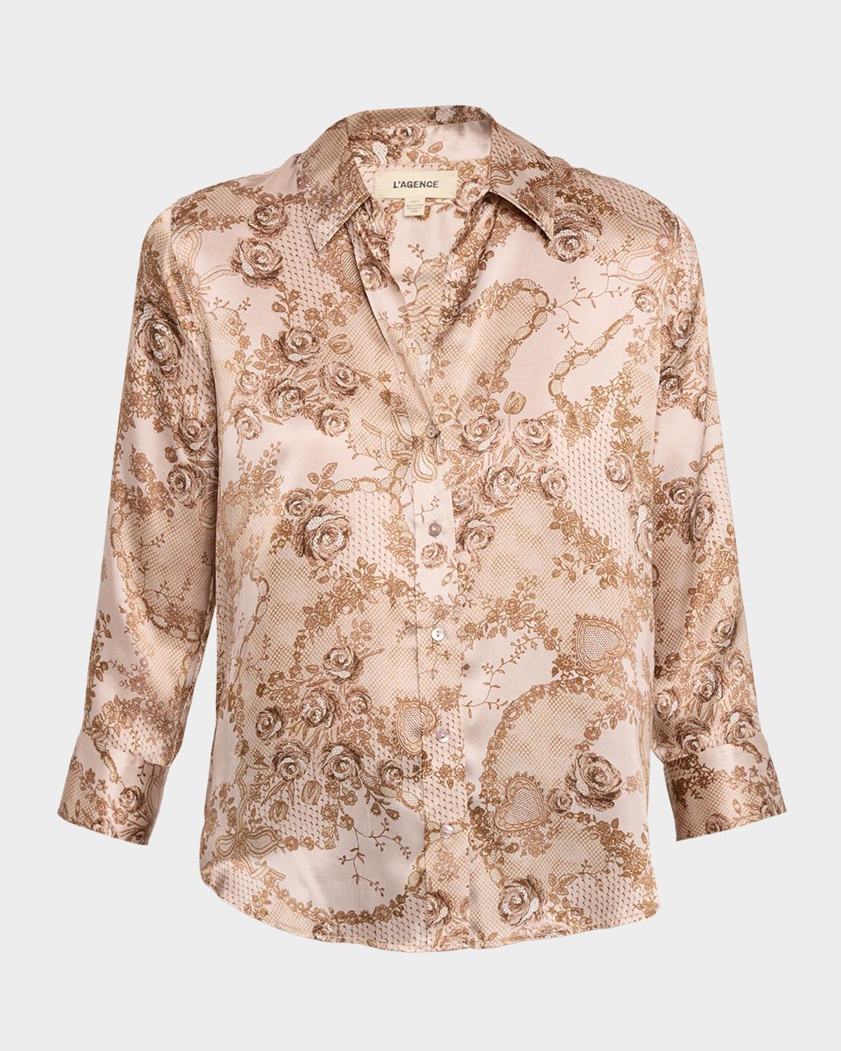 dani silk button-front blouse