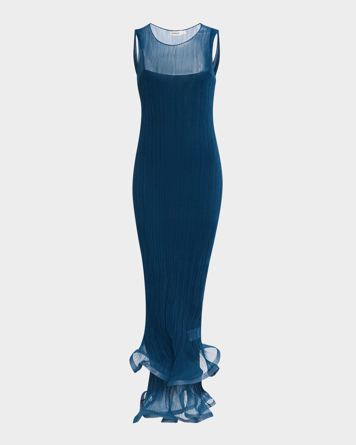 daniella sleeveless ruffle midi dress