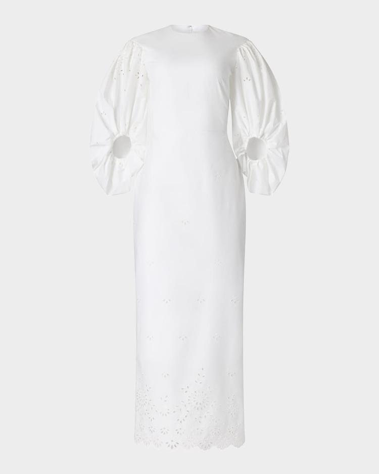 danielle eyelet embroidered puff-sleeve maxi dress