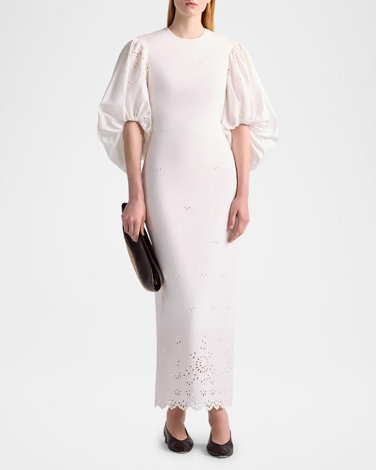 danielle eyelet embroidered puff-sleeve maxi dress