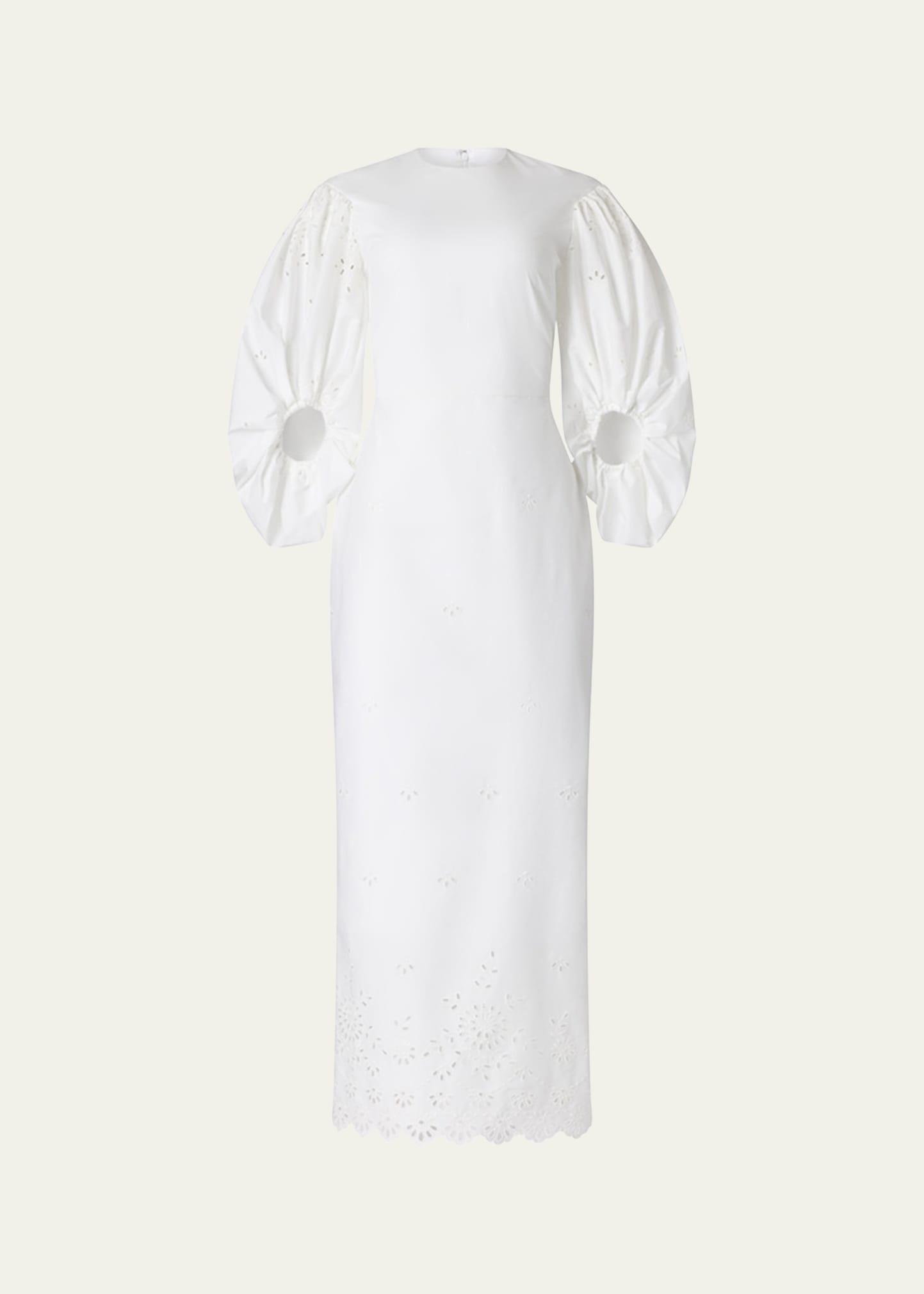 danielle eyelet embroidered puff-sleeve maxi dress