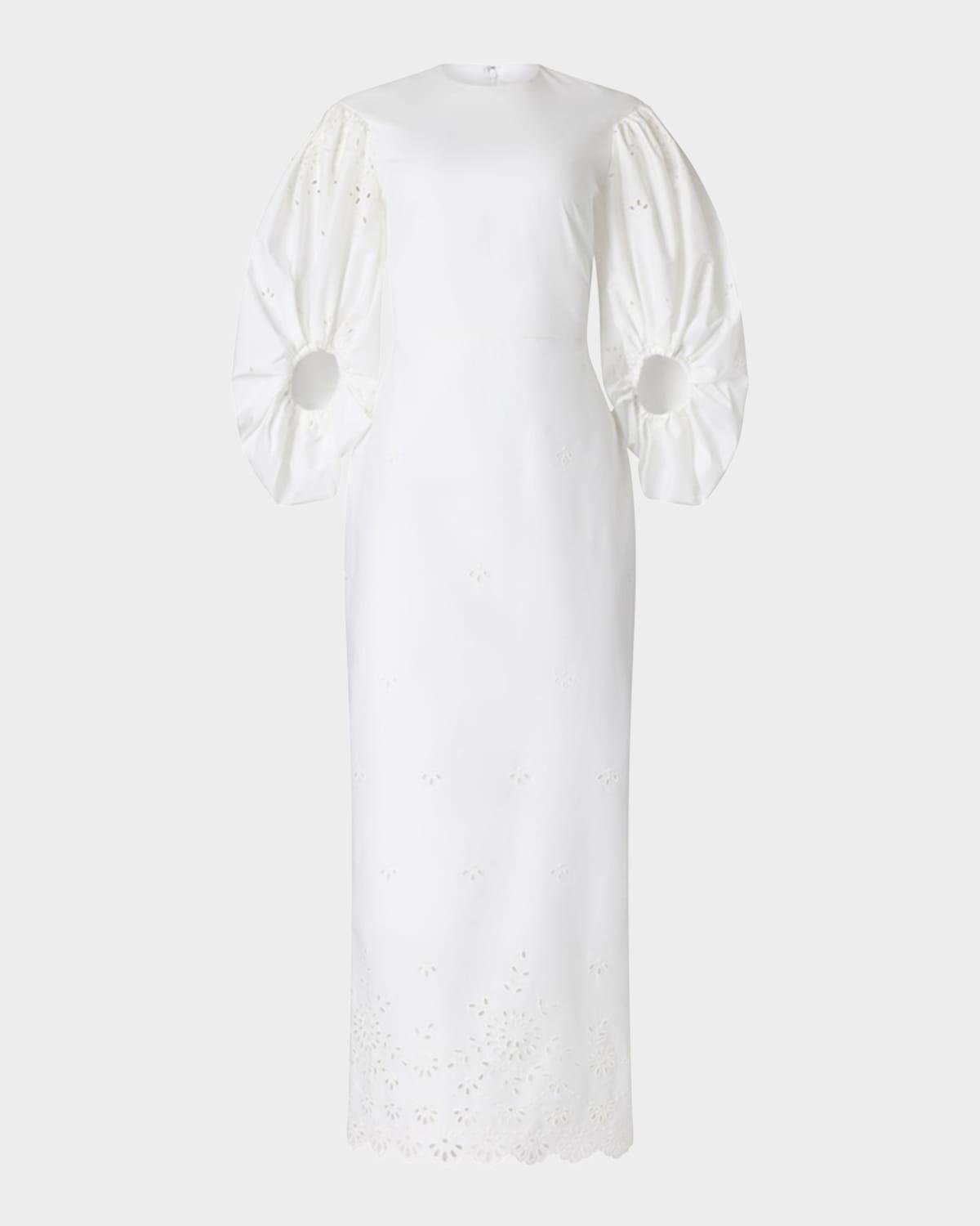danielle eyelet embroidered puff-sleeve maxi dress