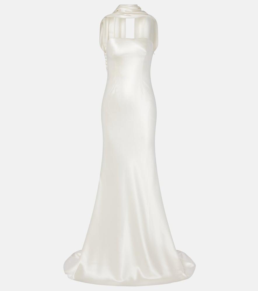 danielle frankel bridal river silk and wool bustier gown