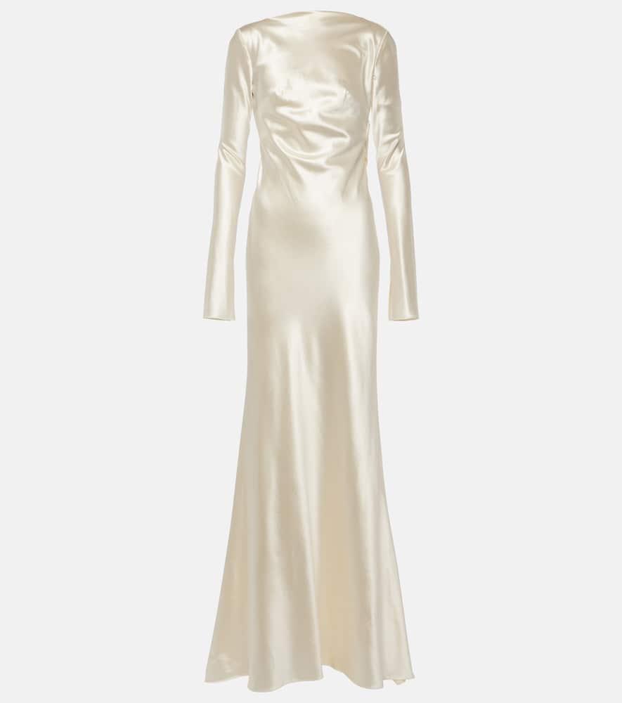 danielle frankel bridal simone wool and silk satin gown