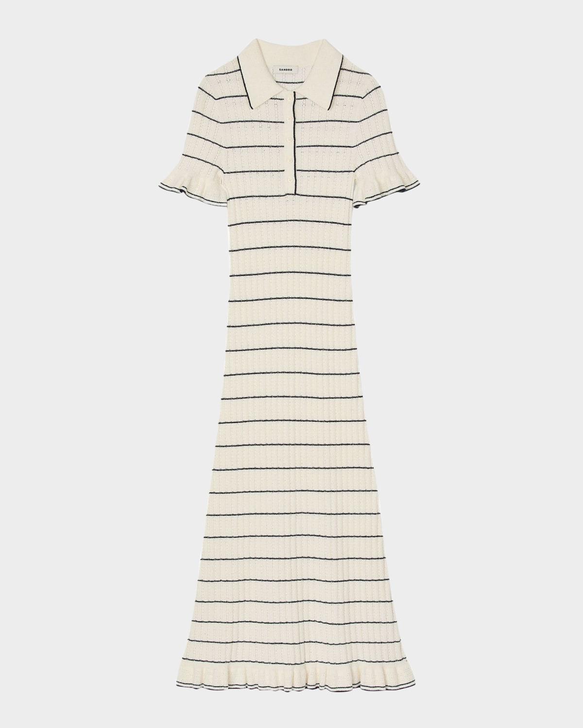 danielle striped knit maxi shirtdress