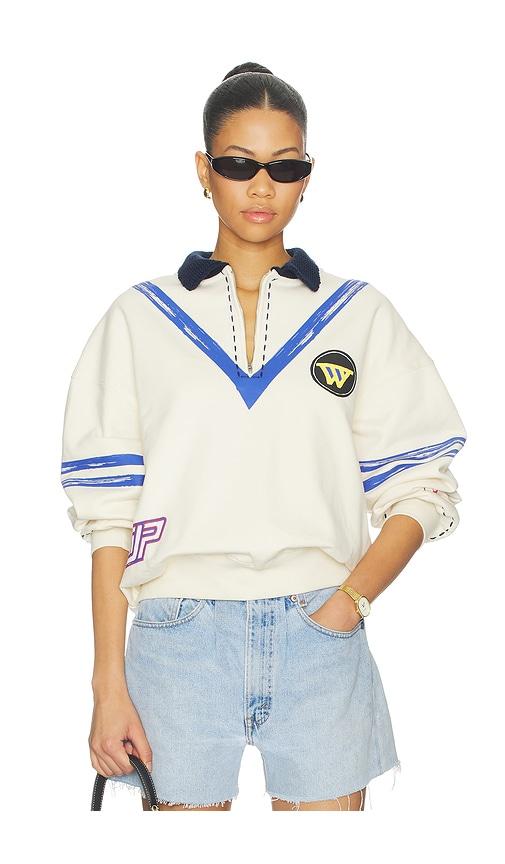 dannijopro the letterman pullover in cream.