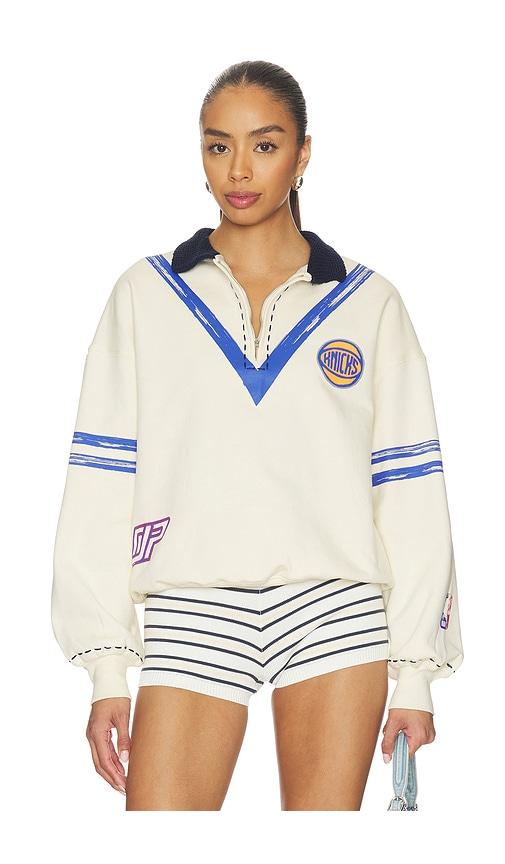 dannijopro the letterman pullover in cream.