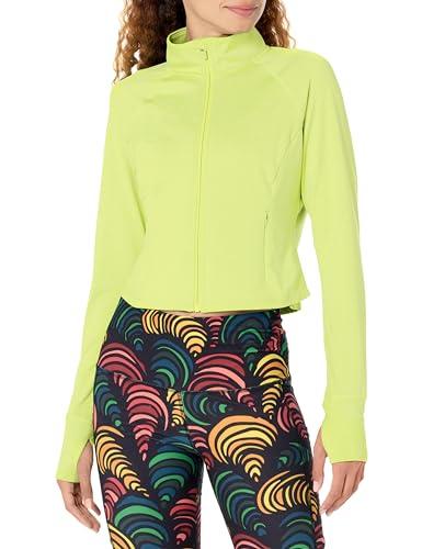 danskin women's cropped melange active jacket, cyber lime heather