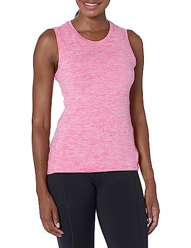 danskin women's essential breathe 2 pack tank, black salt/luminous pink, small