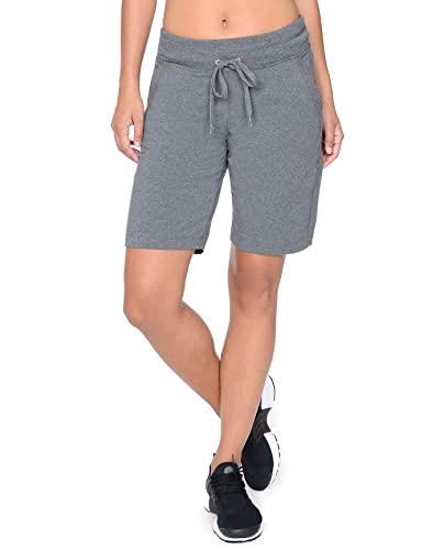 danskin women's essentials bermuda short, charcoal heather, 2x