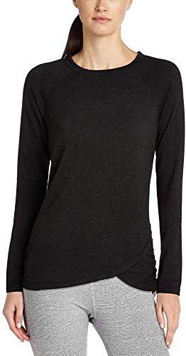 danskin women's long sleeve crossover top, dark charcoal, large