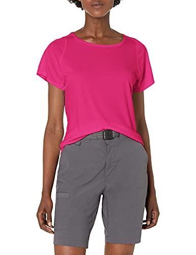 danskin women's mesh yoke short sleeve t-shirt, berry, small