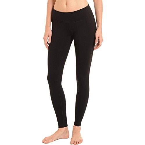 danskin women's supplex ankle legging with wide waistband, rich black, small