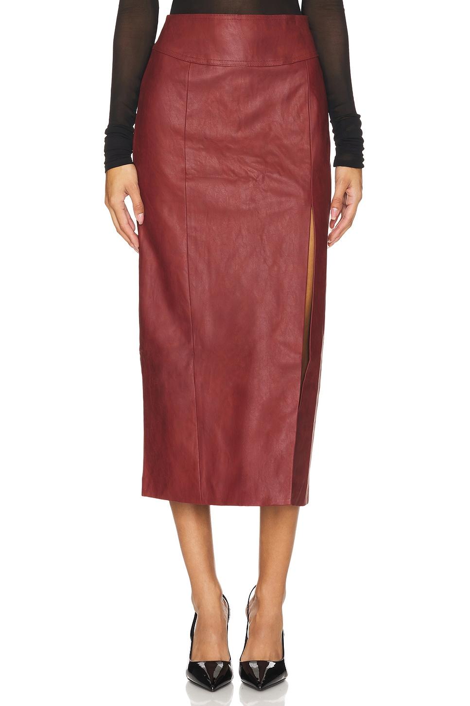 dante faux leather midi skirt