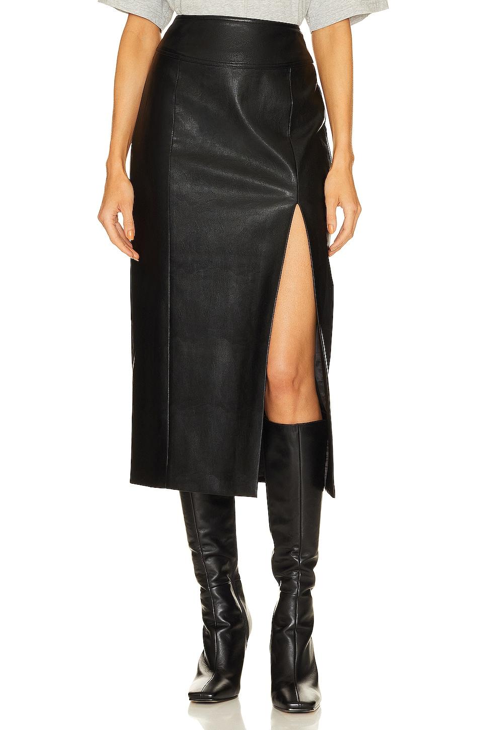 dante faux leather midi skirt