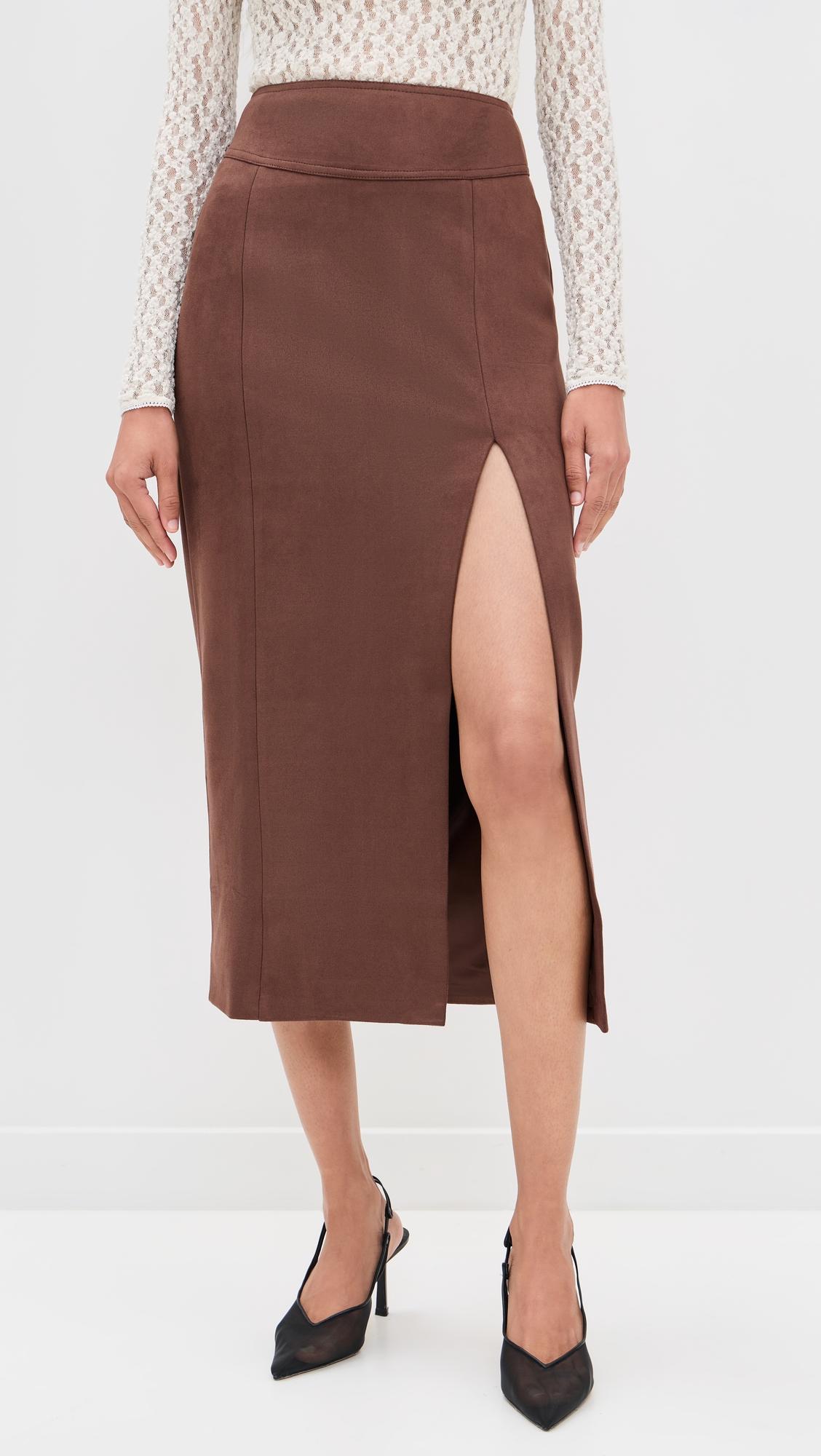 dante vegan suede midi skirt