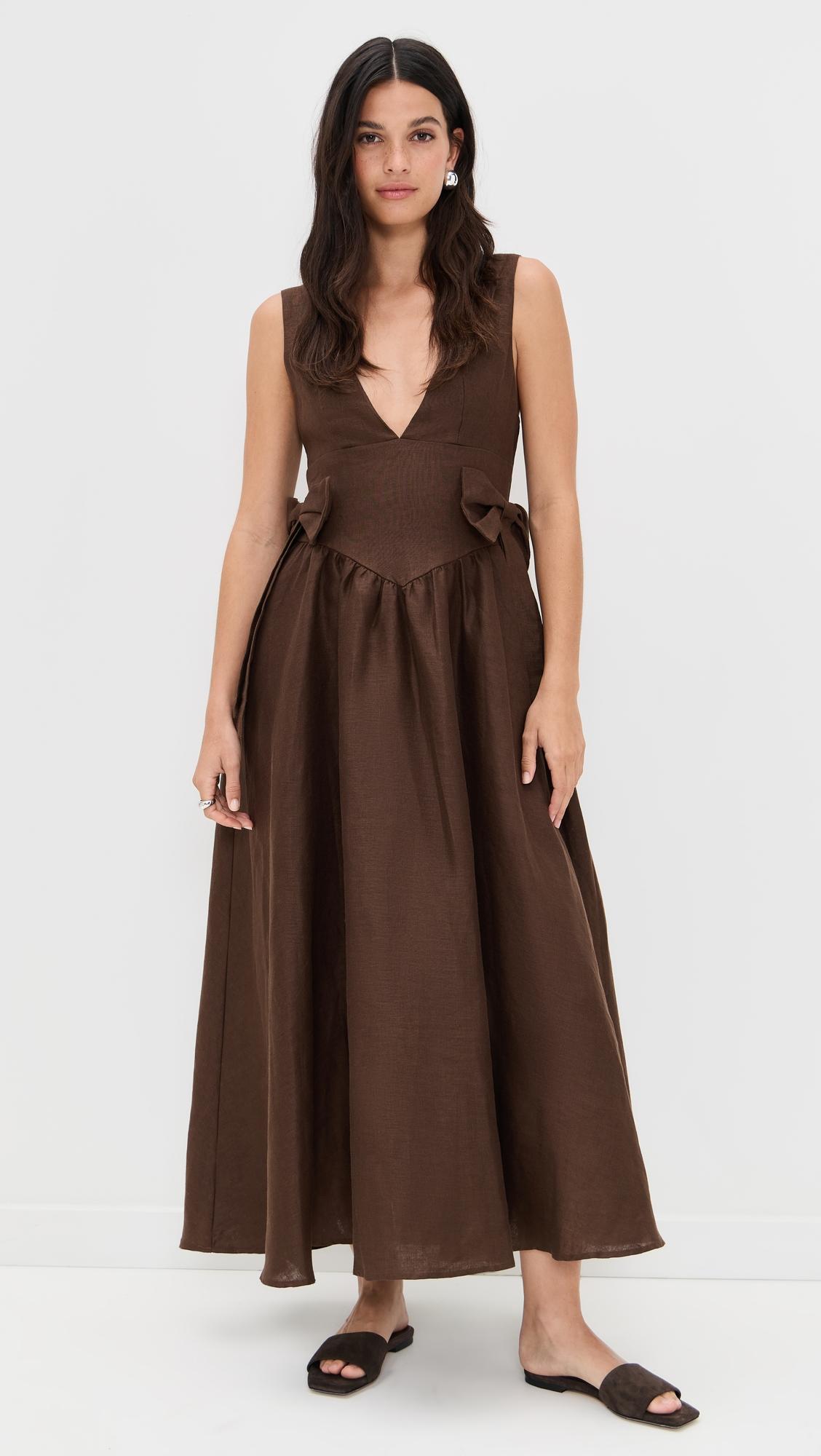 daphne linen midi dress